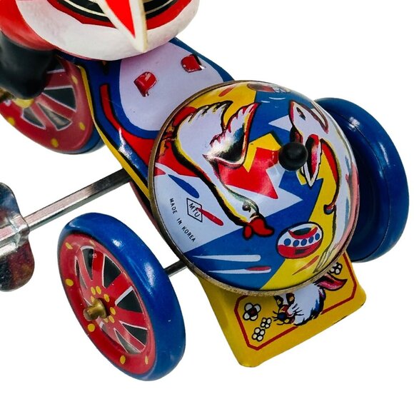 Vintage Christmas Tin Wind-up Santa on Tricycle with a Balloon ~ Works! Korea - Picture 7 of 15